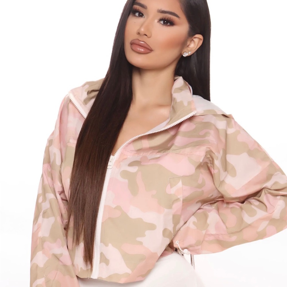 Fashion Nova pink camo crop jacket